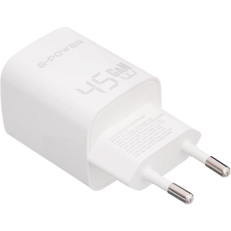 G-Power GP-C5 45W Dual USB Charger | USB-A & USB-C, Quick Charge 3.0 - White