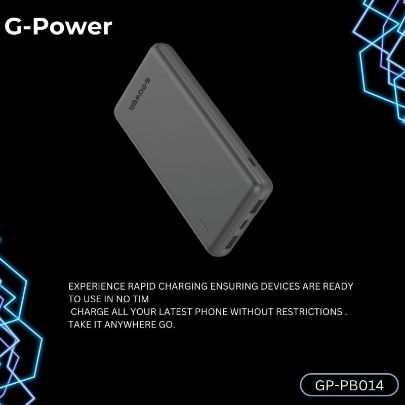 G-Power GP-PB014 Power Bank | 10,000mAh, 2 USB & Type-C Ports, 22.5W Quick Charge - Black