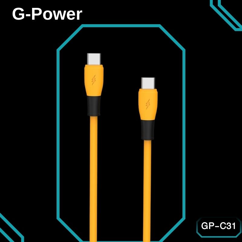 G-Power GP-C31 USB-C to USB-C Cable | 65W Fast Charging, 1200mm, Data Transfer - Yellow