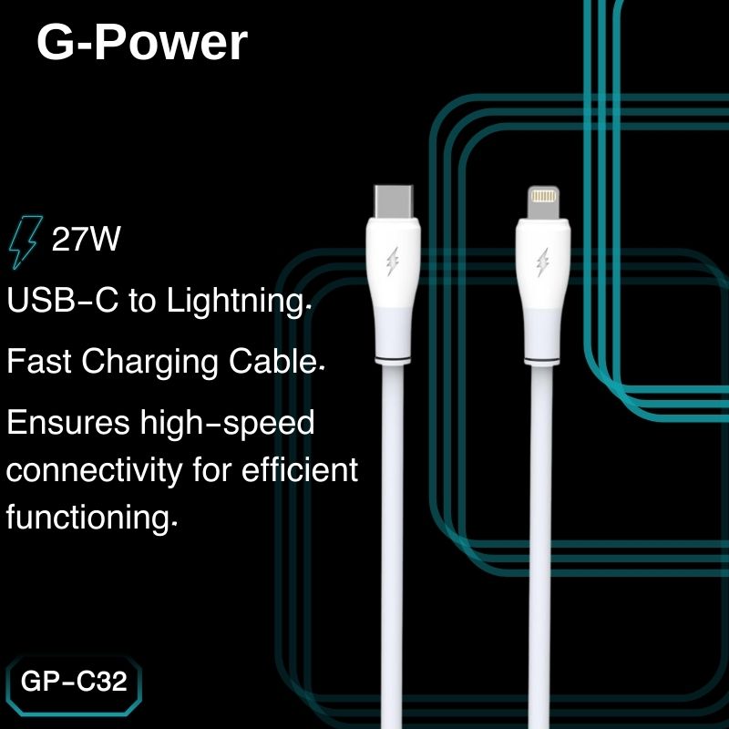G-Power GP-C32 USB-C to Lightning Cable | 27W Fast Charging, 120CM - White