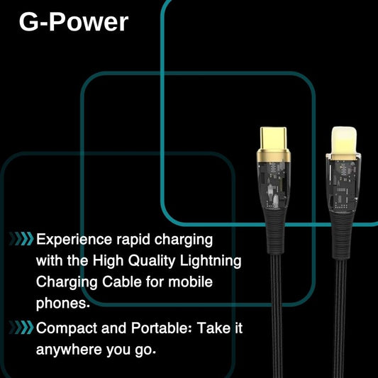 G-Power GP-C35 USB-C to Lightning Cable | 27W Fast Charging, 120CM - Black