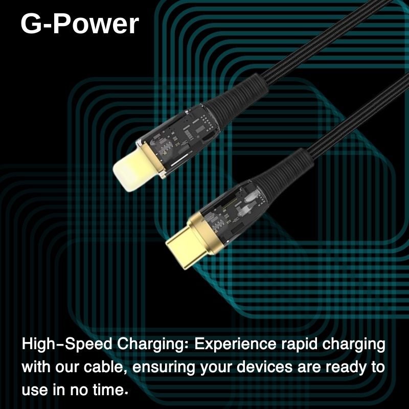 G-Power GP-C35 USB-C to Lightning Cable | 27W Fast Charging, 120CM - Black