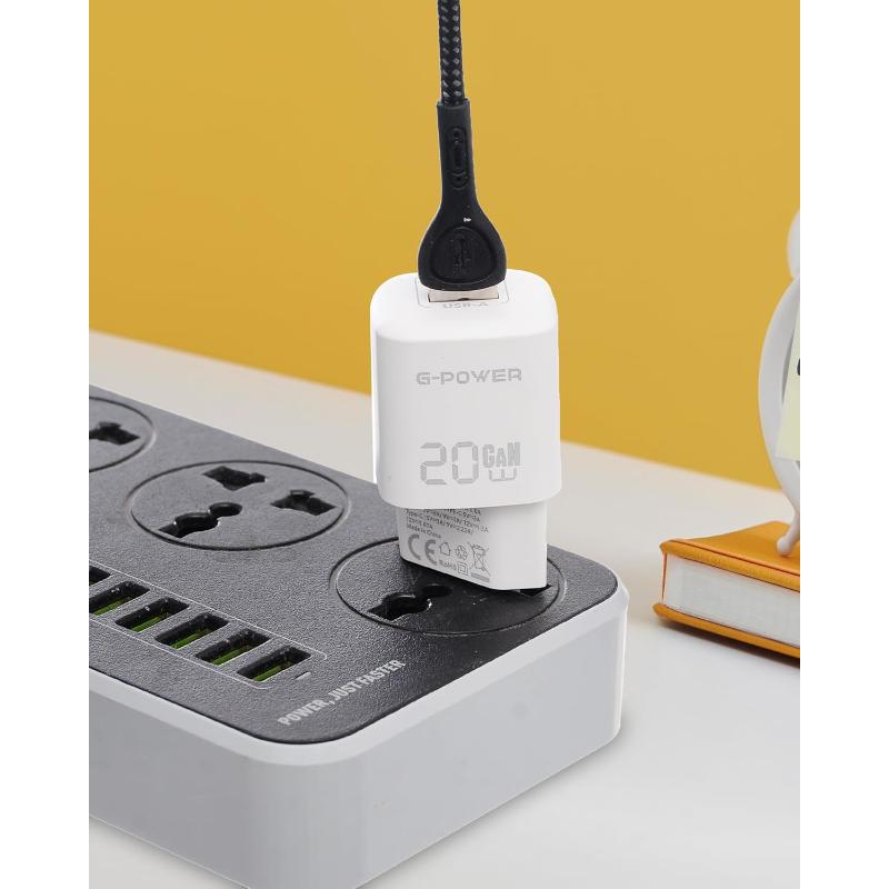 G-Power GP-C1 20W Dual USB Charger | USB-A & USB-C - White