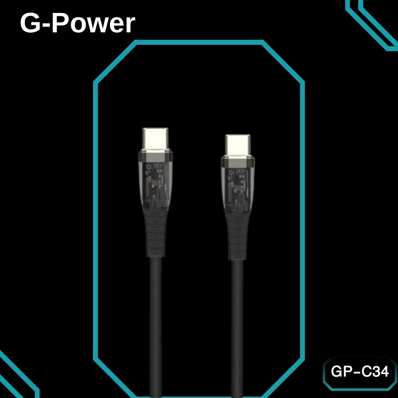 G-Power GP-C34 USB-C to USB-C Cable | 65W Fast Charging, 120CM, Data Transfer - Black
