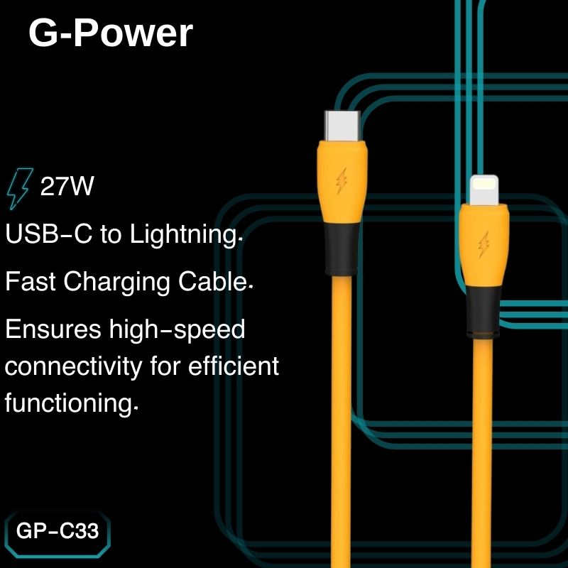G-Power GP-C33 USB-C to Lightning Cable | 27W Fast Charging, 120CM - Yellow
