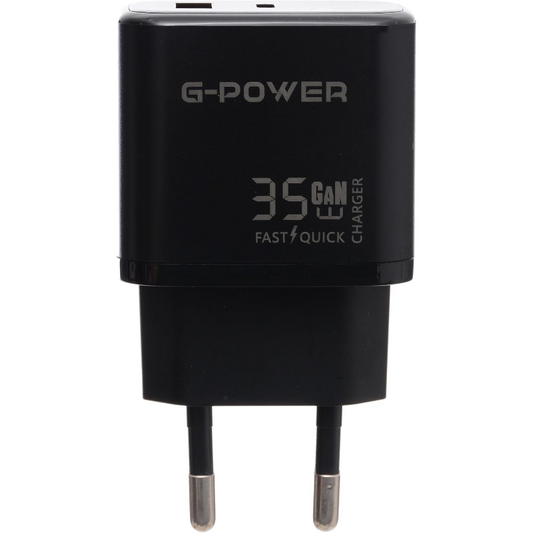 G-Power GP-C12 35W Dual USB Charger | USB-A & USB-C, Quick Charge 3.0 - Black