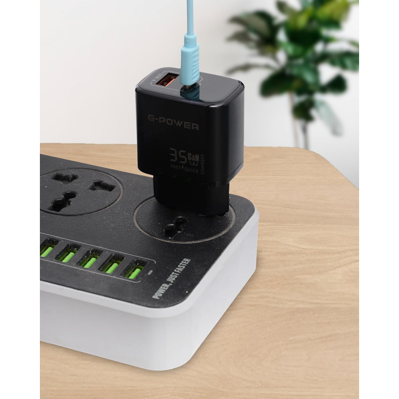 G-Power GP-C12 35W Dual USB Charger | USB-A & USB-C, Quick Charge 3.0 - Black