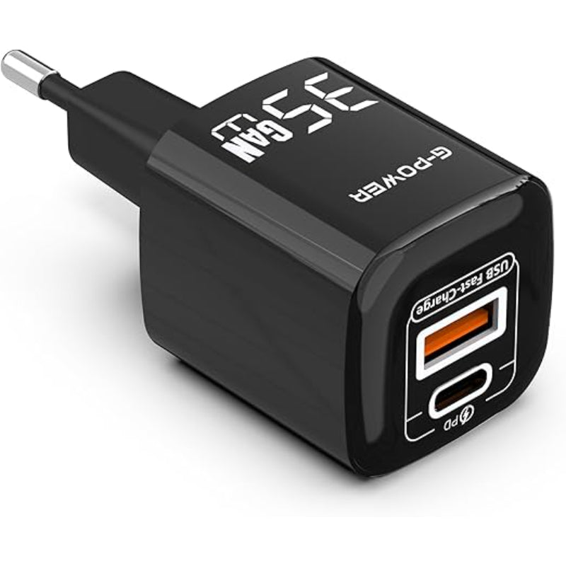 G-Power GP-C21 35W Dual USB Charger | USB-A & USB-C, Quick Charge 3.0 - Black