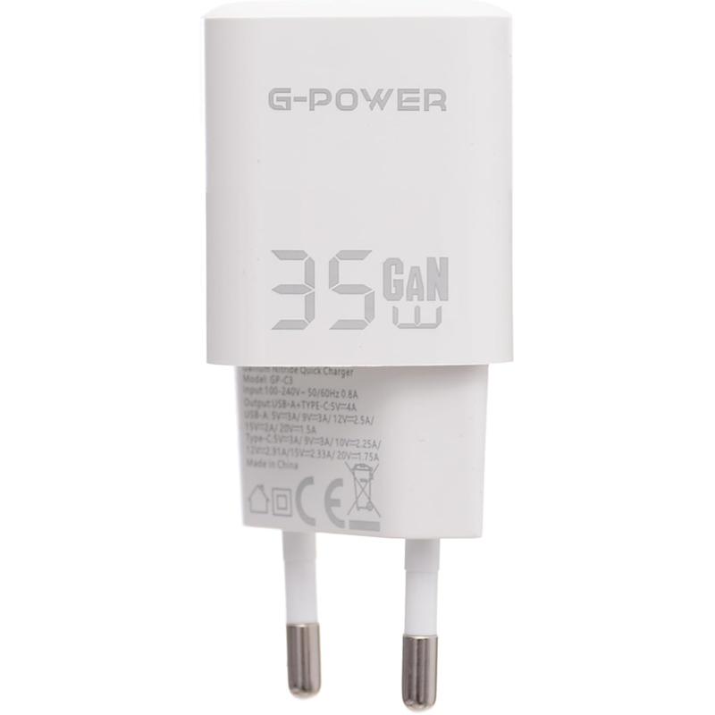 G-Power GP-C3 35W Dual USB Charger | USB-A & USB-C, Quick Charge 3.0 - White