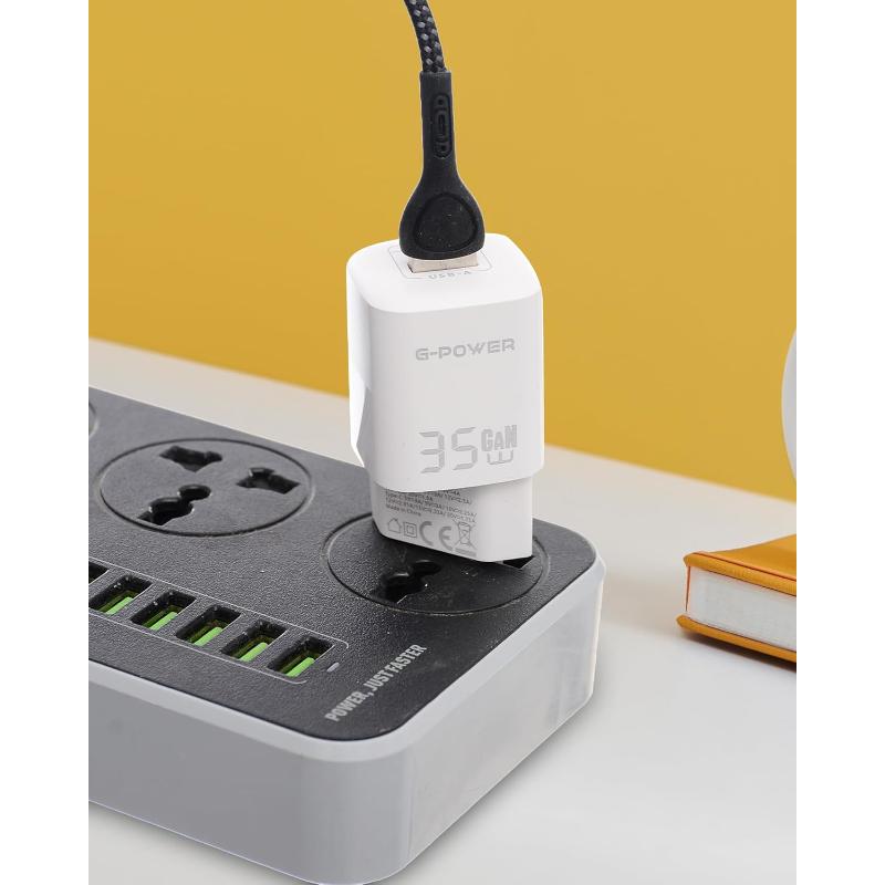 G-Power GP-C3 35W Dual USB Charger | USB-A & USB-C, Quick Charge 3.0 - White