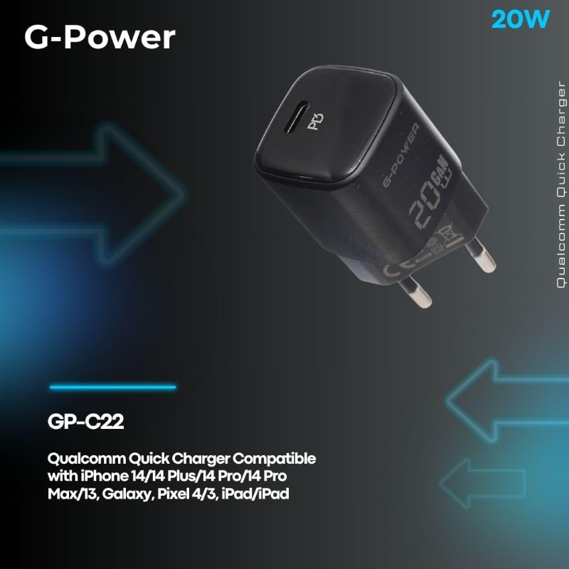 G-Power GP-C22 20W Single USB-C - Black