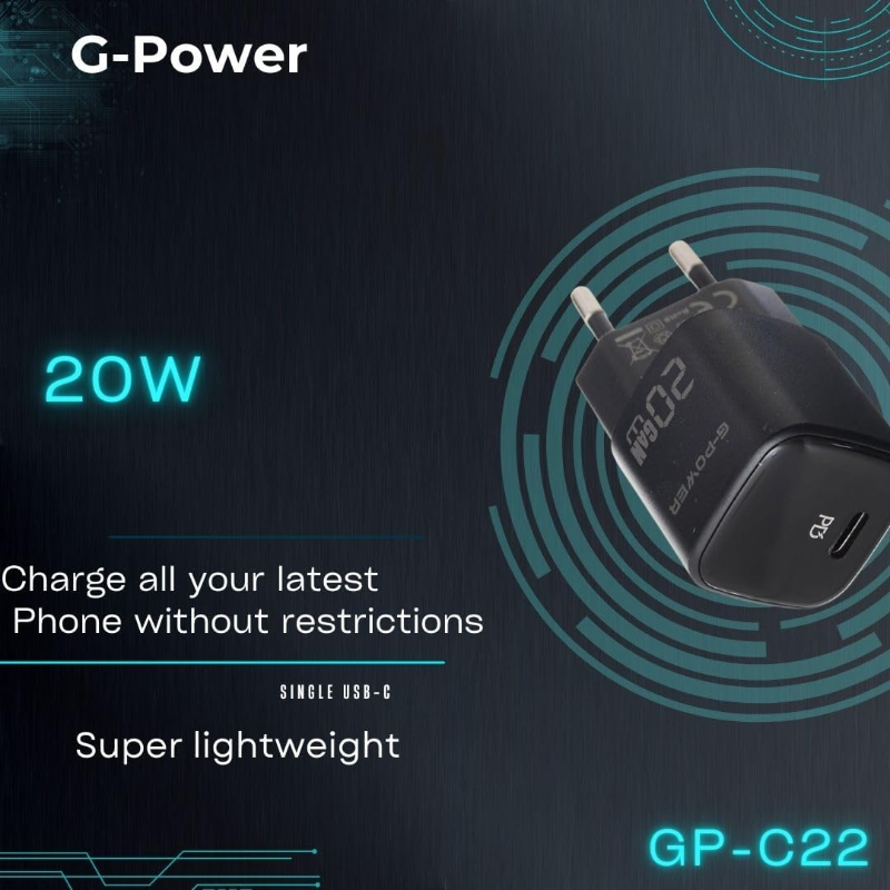 G-Power GP-C22 20W Single USB-C - Black