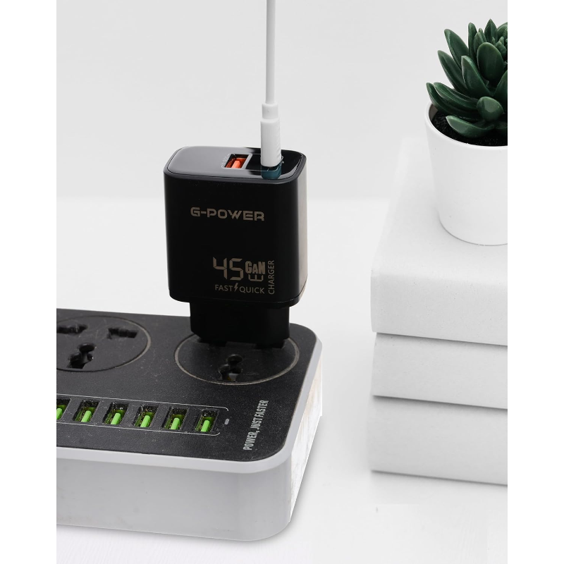G-Power GP-C14 45W Dual USB Charger | USB-A & USB-C, Quick Charge 3.0 - Black