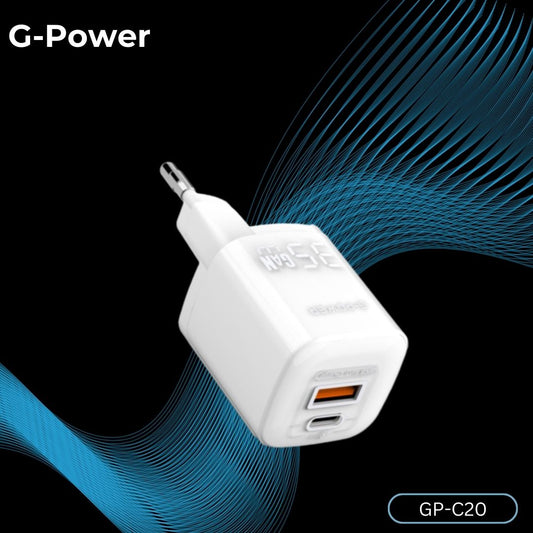 G-Power GP-C20 35W Dual USB Charger | USB-A & USB-C, Quick Charge 3.0 - White