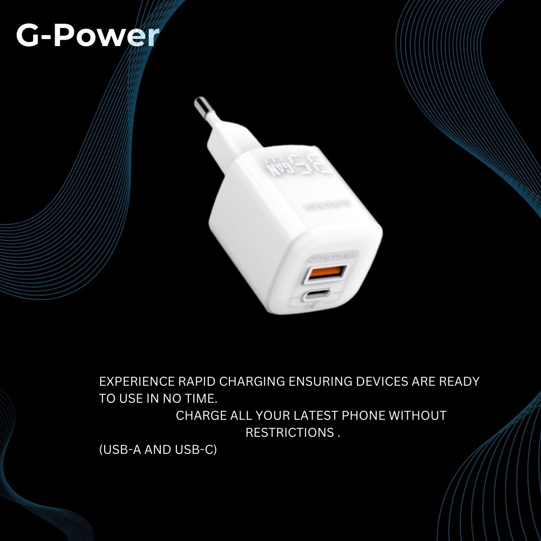 G-Power GP-C20 35W Dual USB Charger | USB-A & USB-C, Quick Charge 3.0 - White