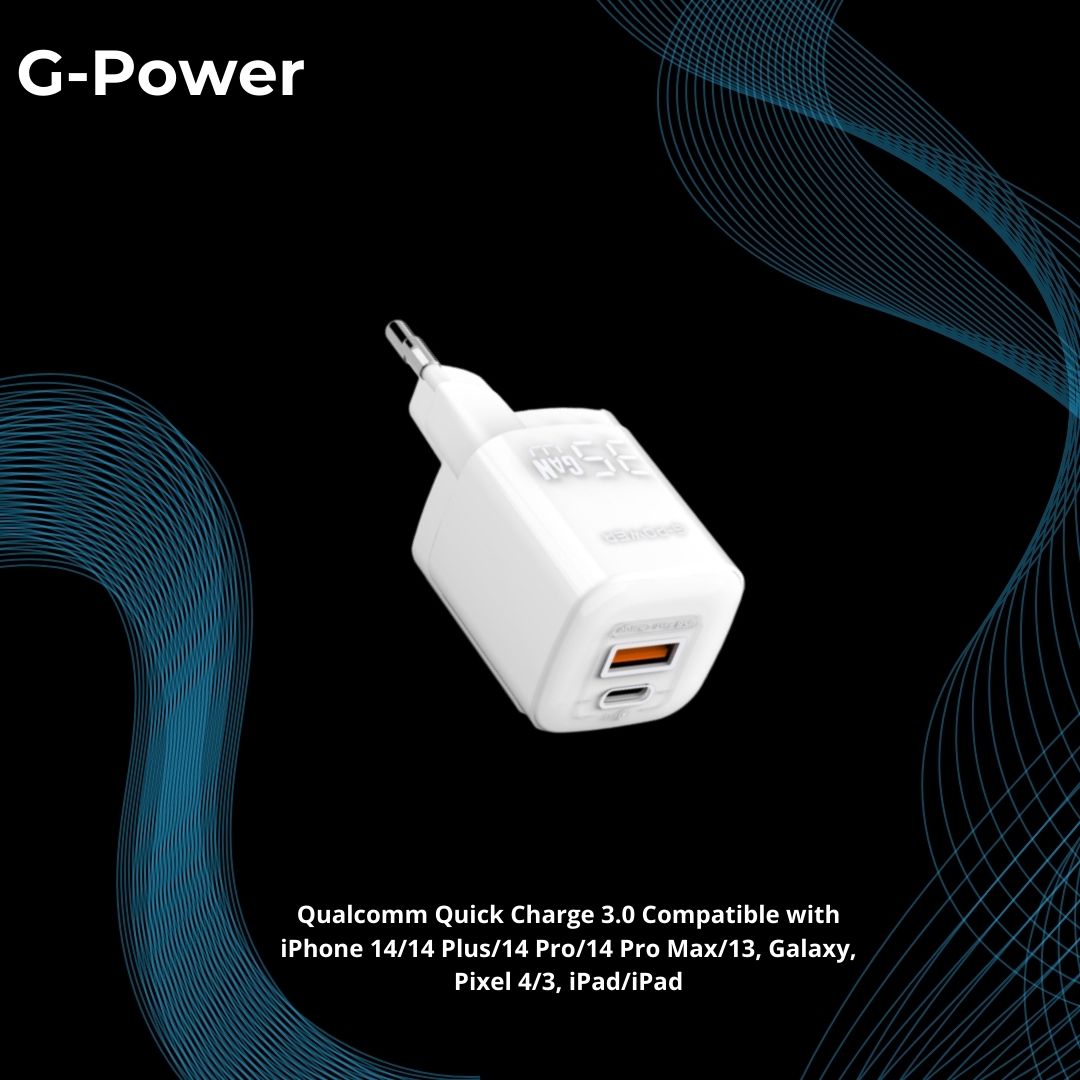 G-Power GP-C20 35W Dual USB Charger | USB-A & USB-C, Quick Charge 3.0 - White