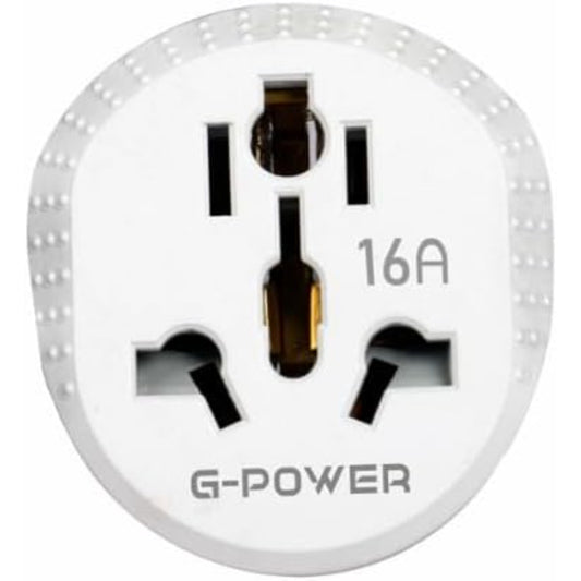 G-Power GP590WH MK Safety Adapter Triple to Dual Switching High Load Compatible With All Electrical Appliances and Chargers 16A 5mm - White