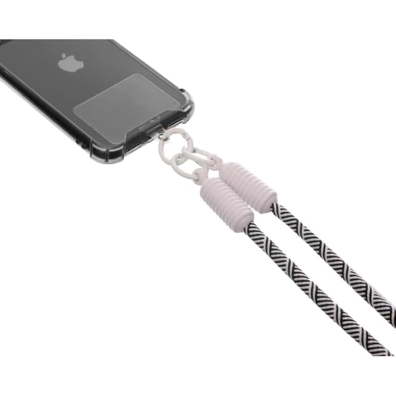 G-Power Soft Nylon Adjustable Detachable Crossbody Cell Phone Lanyard With Secure Metal Clasp Ideal For Hands-Free Outdoor Adventures 60 CM - White Black