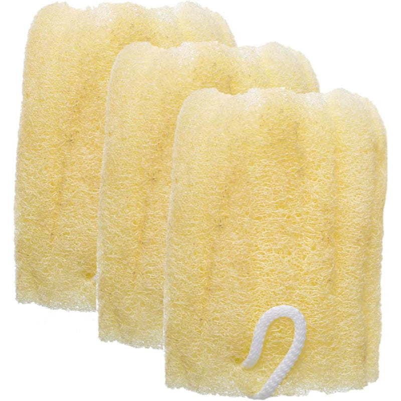 G-Beauty GBY-028 Natural Oval Massage Loofah With Hock Strap For Bath Spa and Shower Set Of 3 Pieces - Beige