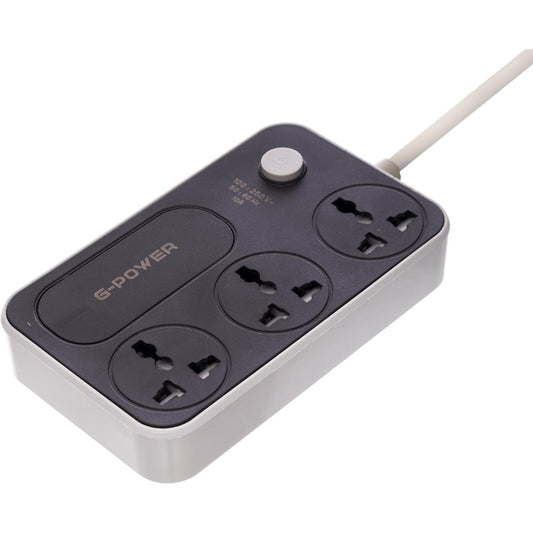 G-Power WS344 Power Strip | 220V, 10A with Safety Lock - Black/Grey