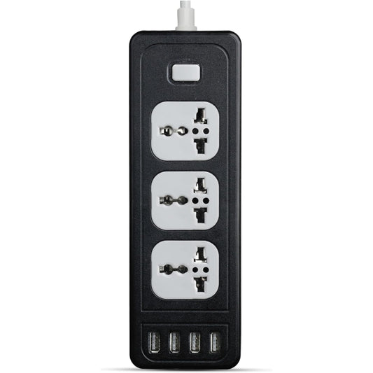 G-Power GP310 Overload Protection Power Strip Containing A Universal Smart Socket And Four USB Ports With 2 Meter PVC Wire 240 Volt Maximum - Black