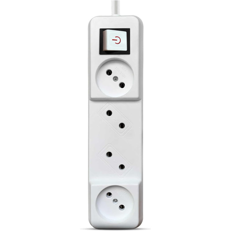 G-POWER GP237WE Power Strip | Dual Plugs, 4 Outlets, 3M Cable - White