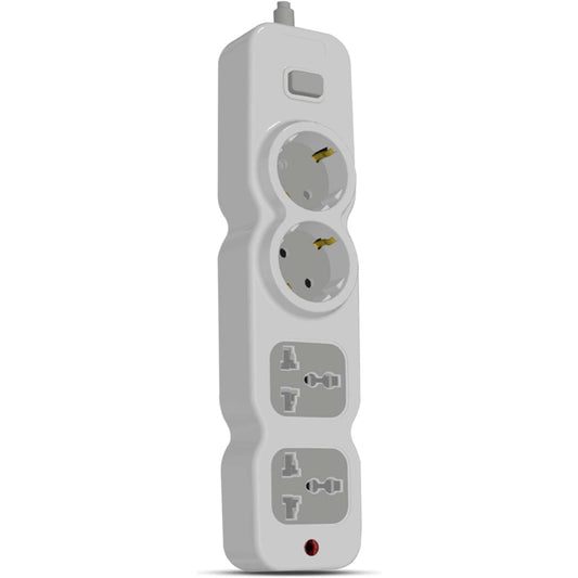 G-POWER GP409 Power Strip | 2 Dual Plugs, 2 Triple Plugs, 6M Cable - White