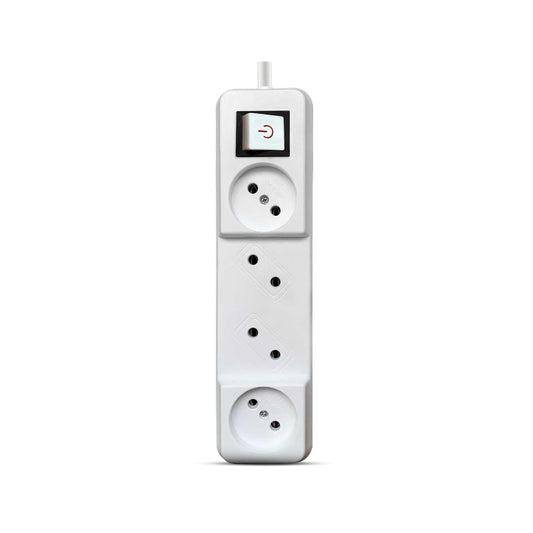 G-Power GP238WE Electrical strip Quality Wire With Dual Plugs And 4 Outlets Ports 6 Meter Wire Length - White