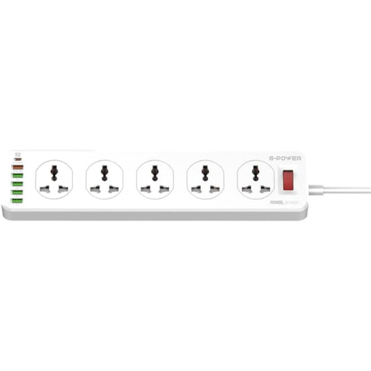 G-Power SC10610 Power Socket | 10 Outlets, 5 USB-A, 1 USB-C 32W, 200CM - White