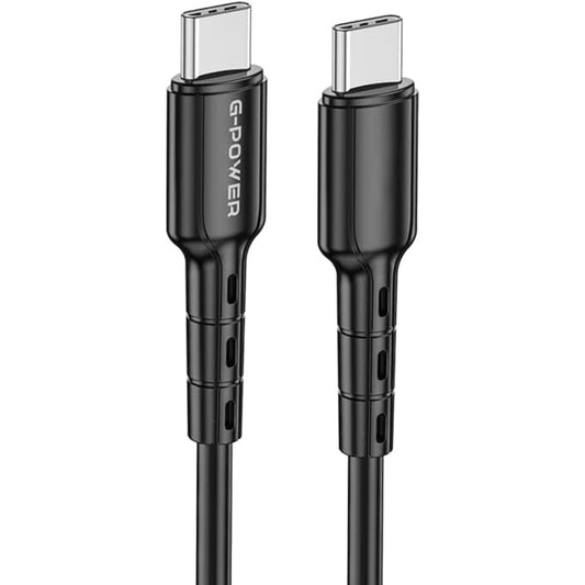 G-Power GP012 Novel USB-C To USB-C Charging Data Cable With Efficient Transfer And Smart Design For Multi Device 1 Meter Length 60 W Max Output - Black