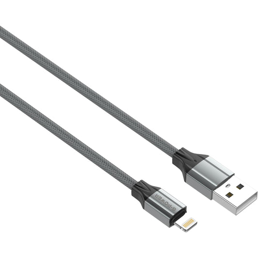 G-Power LS442 Lightning to USB Cable | Fast Charge & Sync, 2.4A, 200CM - Grey
