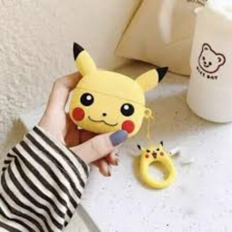 G-Power Silicone Full Cover Airpod Protective Case | Cute Cartoon Character Shape with Ring Strap for Airpods Pro - Multi Color