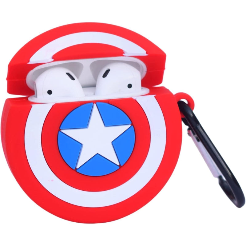 G-Power Silicone Full Cover Airpod Protective Case Designed With Super Hero Shaped And Contains Ring Strap Suitable For Airpods 3 - Multi Color