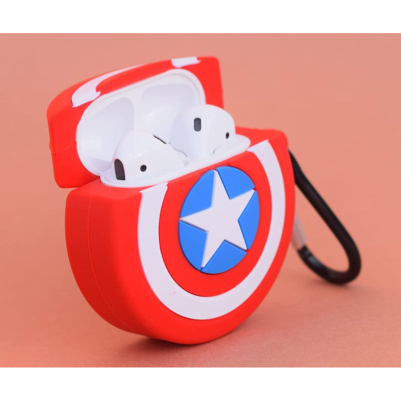 G-Power Silicone Full Cover Airpod Protective Case Designed With Super Hero Shaped And Contains Ring Strap Suitable For Airpods 3 - Multi Color