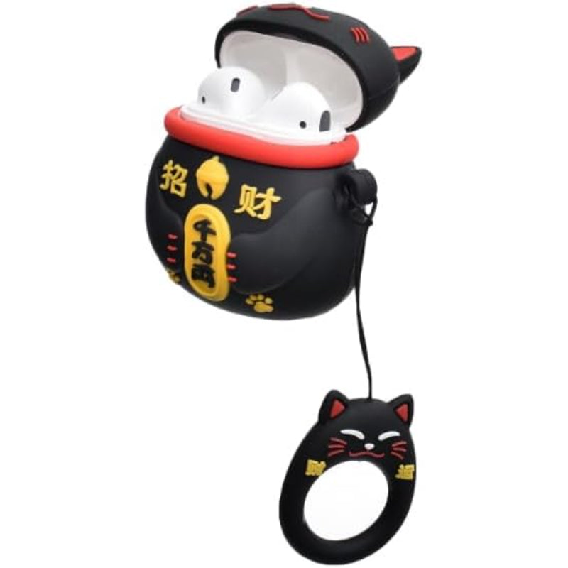 G-Power Silicone Full Cover Airpod Protective Case | Cute Cartoon Character Shape with Ring Strap for Airpods 1/2 - Multi Color