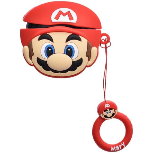 G-Power Silicone Full Cover Airpod Protective Case | Super Mario Super Hero Shape with Ring Strap for Airpods 3 - Multi Color