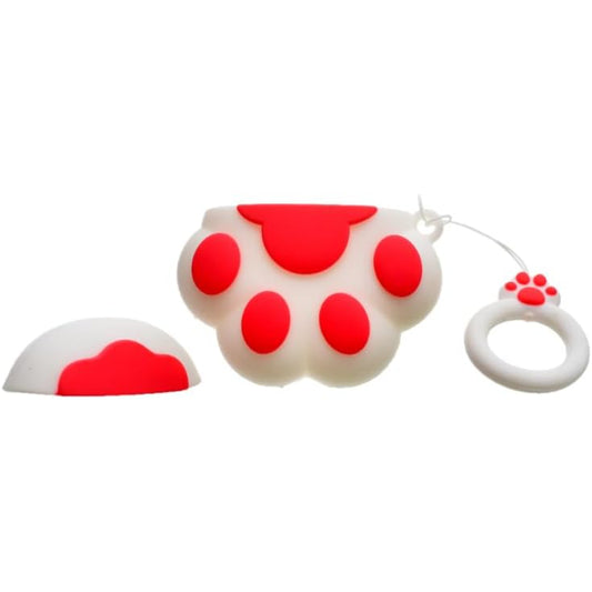 G-Power Silicone Full Cover Airpod Protective Case | Cute Footprint Shape with Ring Strap for Airpods 1/2 - White Rose