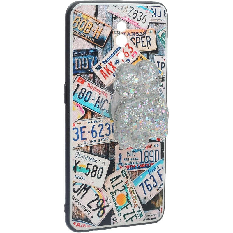 Plastic Finger Phone Holder | Shiny Cat Design, Easy and Practical Use - Silver