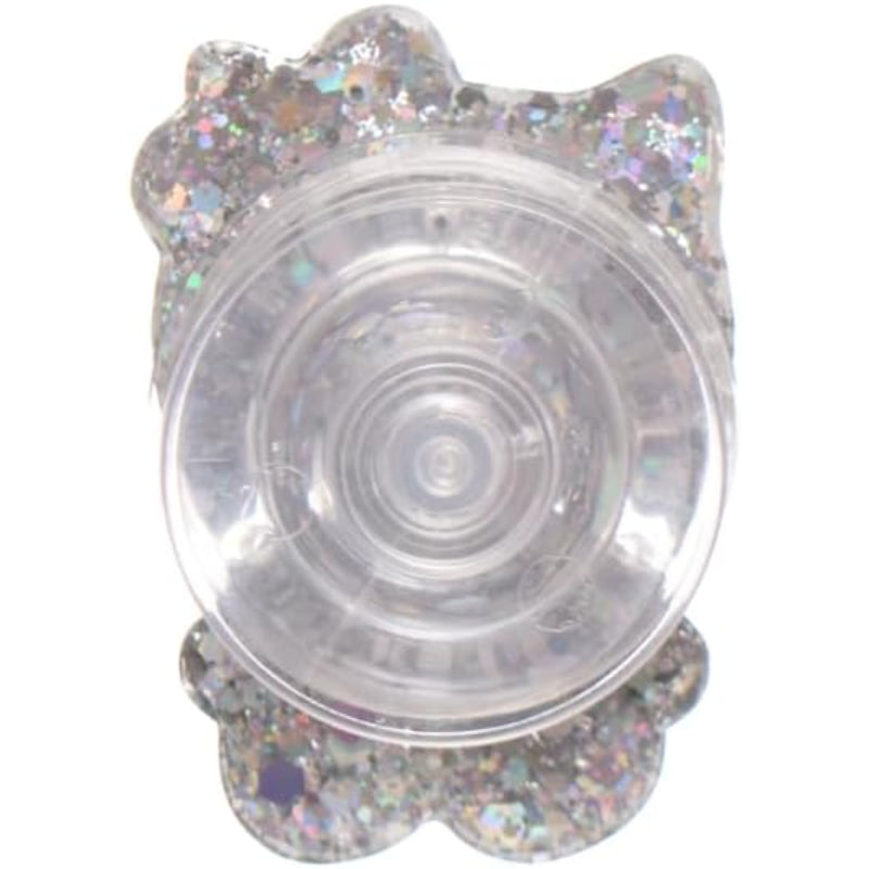 Plastic Portable Finger Phone Holder Containing Shiny Cat Design With Easy Use And Practical For Mobile Phone - Silver