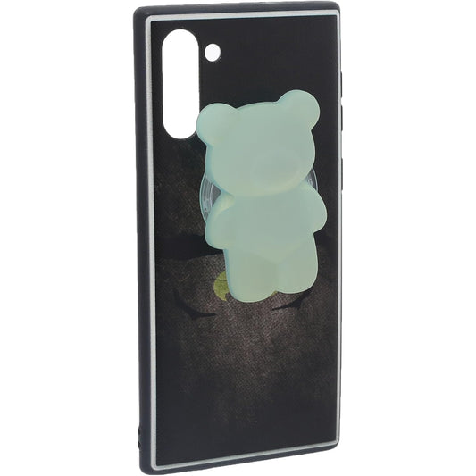 Hard Silicone Portable Finger Phone Holder Containing Teddy Bear Design With Gradient Colors And Practical For Mobile Phone - White