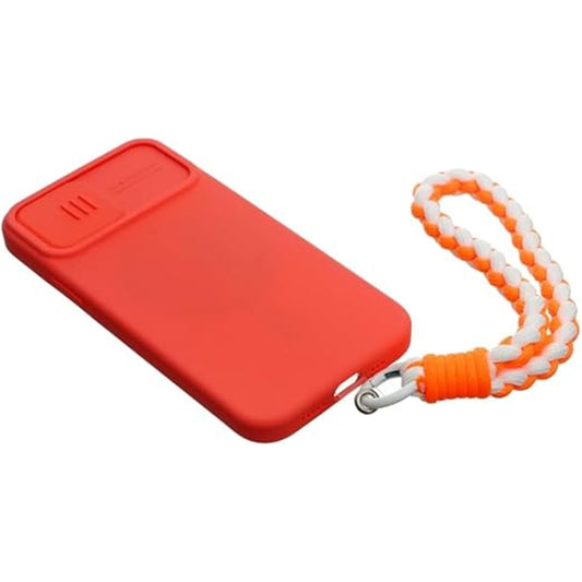 G-Power Fabric Modern Design Mobile Phone Lanyard With Silicone Anti-Lost Mobile Holder Card And Metal Key Ring For Multi Device Set Of 2 Pieces - White Orange