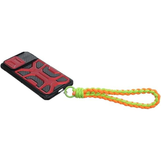 G-Power Fabric Modern Design Mobile Phone Lanyard With Silicone Anti-Lost Mobile Holder Card And Metal Key Ring For Multi Device Set Of 2 Pieces - Orange Lemon