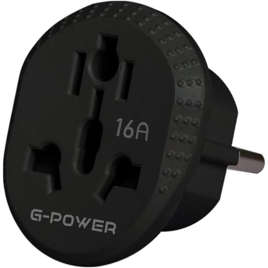 G-Power GP590BK MK Safety Adapter Triple to Dual Switching High Load Compatible With All Electrical Appliances and Chargers 16A 5mm - Black