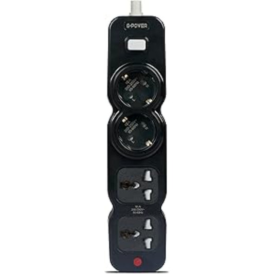 G-Power GP582BK Power Strip | 2 EU & UK Ports, Control Button, 250V, 2M Cable - Black