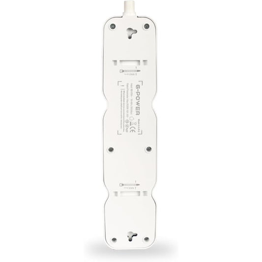 G-Power GP582WE Power Strip | 2 EU & UK Ports, Control Button, 250V, 2M Cable - White