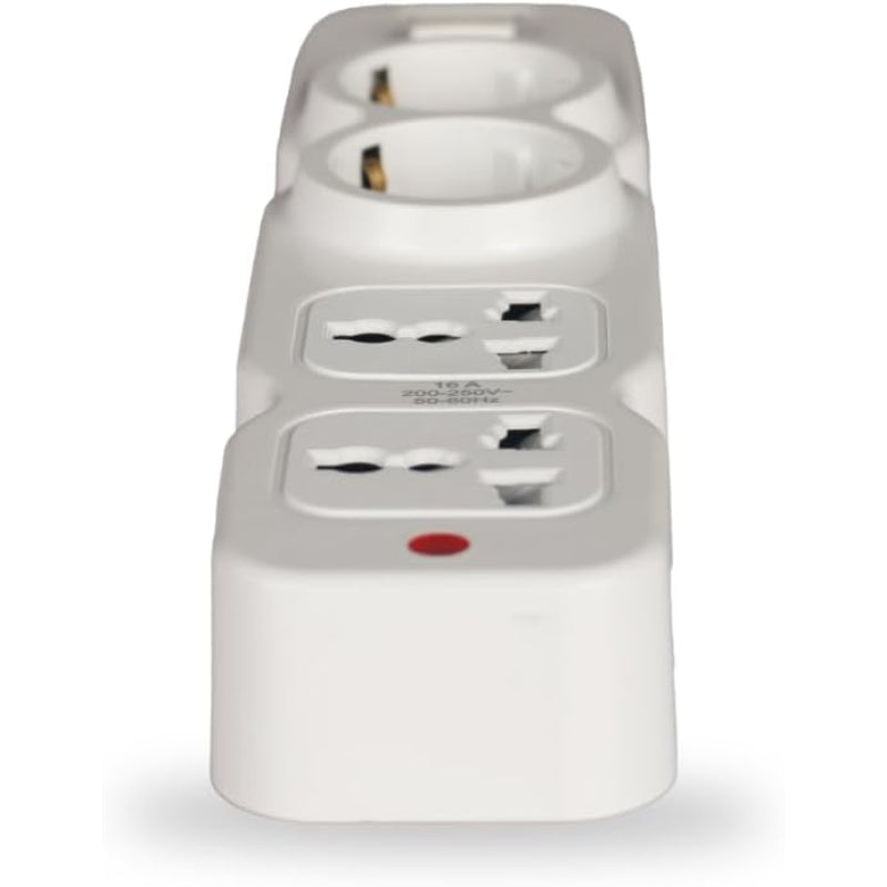 G-Power GP582WE EU Plug Power Strip Control Button With Two EU And UK Ports 250V 2M - White