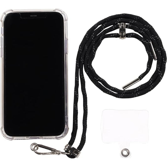 G-Power Cell Phone Lanyard Convenient and Comfortable Lanyard Easy to Use Neck Phone Holder Adjustable Length Phone Strap Crossbody With Clear Patch Fits All Mobile Phones - Black Grey