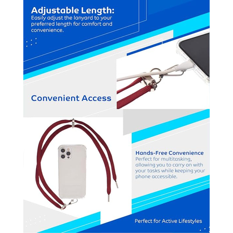 G-Power Cell Phone Lanyard Convenient and Comfortable Lanyard Easy to Use Neck Phone Holder Adjustable Length Phone Strap Crossbody With Clear Patch Fits All Mobile Phones - Wine