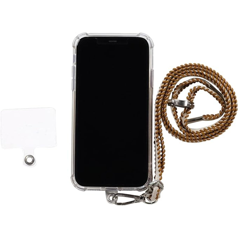 G-Power Cell Phone Lanyard Convenient and Comfortable Lanyard Easy to Use Neck Phone Holder Adjustable Length Phone Strap Crossbody With Clear Patch Fits All Mobile Phones - Beige Brown