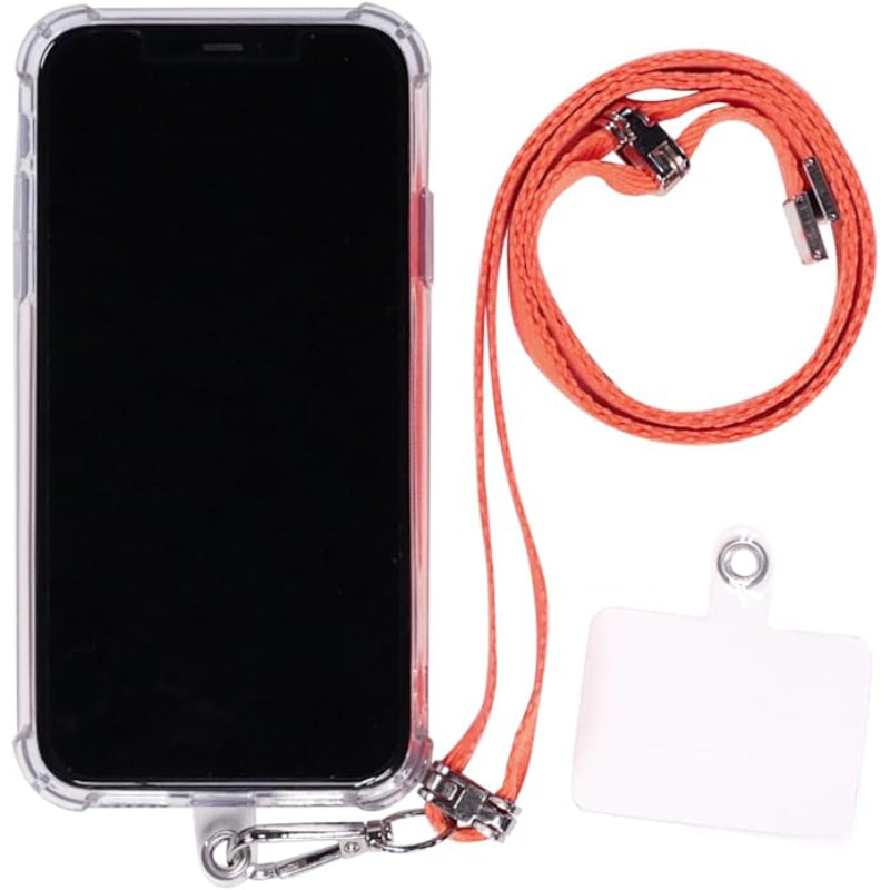 G-Power Cell Phone Lanyard Convenient and Comfortable Lanyard Easy to Use Neck Phone Holder Adjustable Length Phone Strap Crossbody With Clear Patch Fits All Mobile Phones - Orange